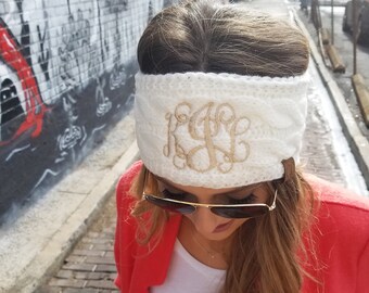 SALE! Monogrammed Knit Ear Warmer | Personalized Ear Warmer