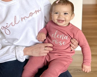 Personalized Infant Fleece Romper | Custom Baby Bodysuit | New Baby Gift | Matching Family Sweatshirts