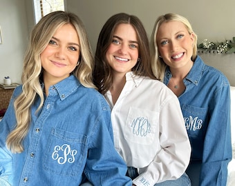Personalized Bridesmaid Button Down | Bridal Party Gifts | Bridesmaid Gifts | Getting Ready Bridesmaid | Personalized Bridal Party Gifts
