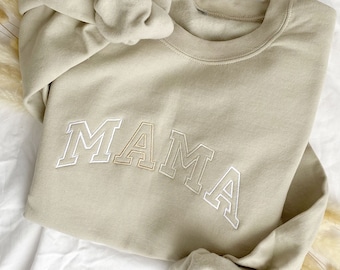 Neutral Embroidered MAMA Crewneck Sweatshirt | Mama Crew Neck Pullover | Gift for New Mom | Gift for Her | Mother's Day Gift