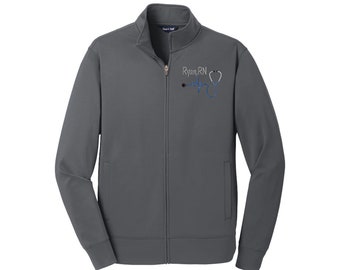 Monogrammed Nurse Jacket | Personalized Stethoscope Full Zip Polyester
