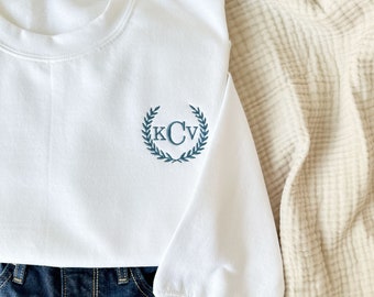 Embroidered Laurel Monogrammed Crewneck | Country Club Custom | Personalized Sweatshirt for Her | Gift Idea for Her | Gift for Mom