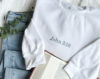 Custom Bible Verse Embroidered Sweatshirt | Easter Sweatshirt | Embroidered Gemma Crewneck | Religious Top | Bible Verse Sweatshirt