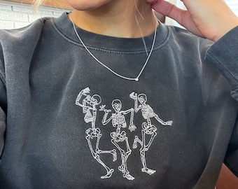 Dancing Skeleton Crewneck | Halloween Skeleton Sweatshirt | Vintage Halloween Sweatshirt