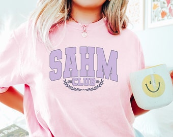 SAHM Club Comfort Colors T-Shirt | Stay-At-Home-Mom | Country Club Aesthetic | Preppy Mom Sweatshirt | Mom Style | Gifts for Mom