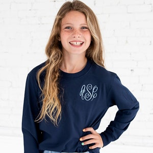 Youth Monogram Personalized Long Sleeve T-Shirt | Monogrammed Tee For Girls and Boys | Custom Tee for Kids