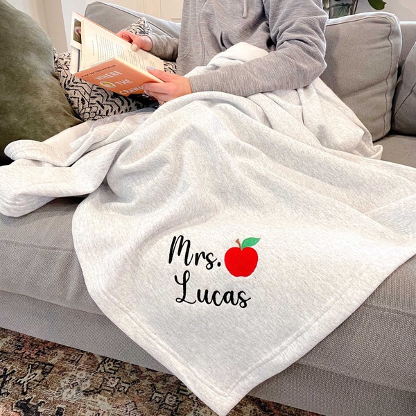 Apple Teacher Sweatshirt Blanket