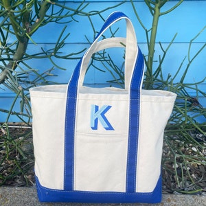 Custom  Canvas  Tote Bag with Shadow Block Initial | Personalized Tote | Bachelorette Gift | Personalized Gift | Summer Tote