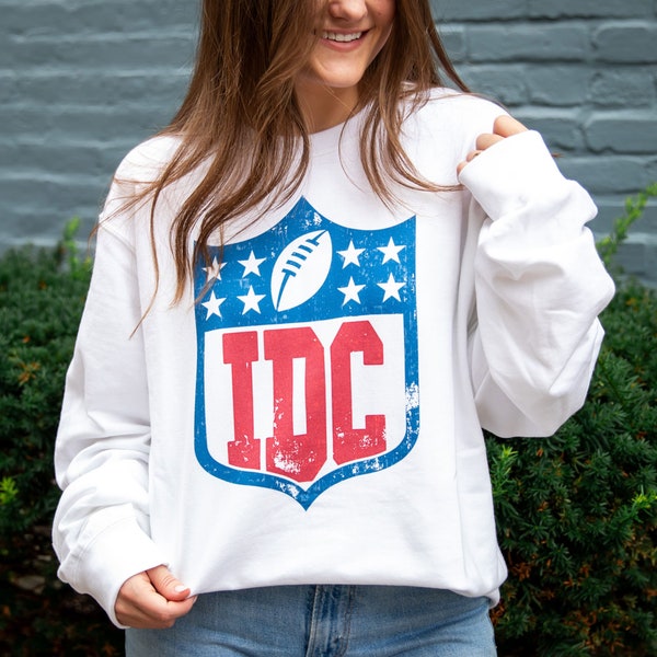 IDC Crewneck Gemma Sweatshirt | DTG Print | Custom Football Sweatshirt | Gift for Her | Cozy Embroidered Sweatshirt | Football | Game Day