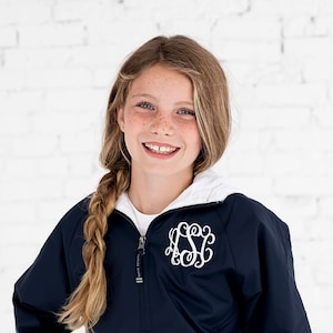 Monogrammed Youth Half Zip Rain Jacket | Kids Rain Jacket | Charles River Personalized Popover | Boys Rain Jacket | Back To School |