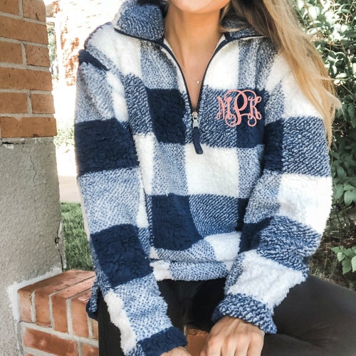 buffalo plaid sherpa pullover
