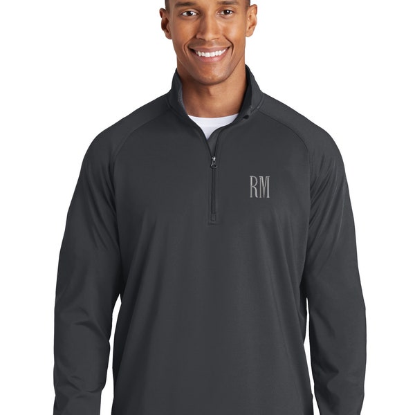 Men's Monogram Athletic Quarter Zip Pullover Jacket | Personalized Monogrammed 1/2 Zip Athletic Dri-Fit Lightweight Pullover