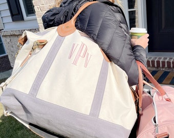Borsa da viaggio in tela personalizzata / Borsa da viaggio in tela con monogramma / Borsa da ospedale con monogramma / Regalo per neomamma e neonato