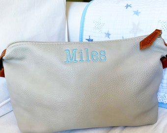 Personalized Ditty Bag For Baby Wonderful Gift and Shower Gift!  Monogrammed Vegan Leather Pouch, Multiple Colors!