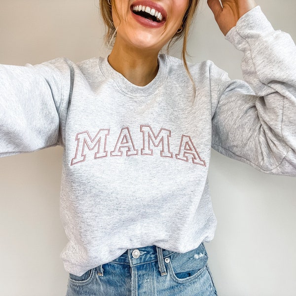 Embroidered Mama Crewneck Sweatshirt | Mothers Day Gift Mama Crewneck Sweatshirt | New Mom Gift | Pregnancy Announcement | First Mothers Day