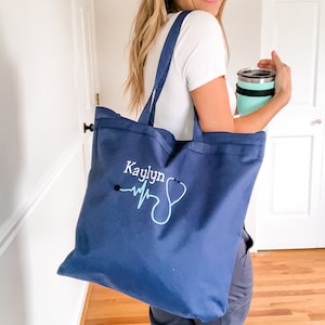 Personalized Nurse Zippered Tote Bag | Large Nurse Tote