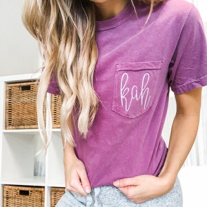 Comfort Color Tee | Monogram Pocket Tee| Personalized Comfort Colors Short Sleeve| Bridal Party Shirts| Bridesmaids Shirts| SHIPS FREE