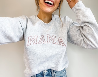 Sweat-shirt Mama Crewneck brodé | Cadeau de la fête des Mères Mama Crewneck Sweatshirt | Cadeau de nouvelle maman | Annonce de grossesse | Première fête des mères