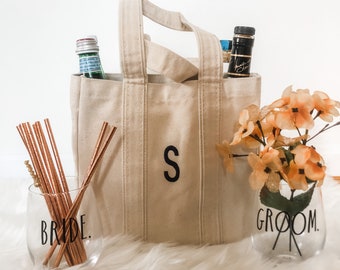 monogrammed wine tote