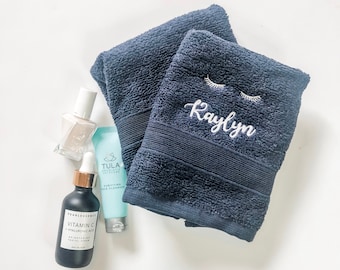 Eyelash Cotton Face Towel | Set of Two | Personalized Makeup Washcloth