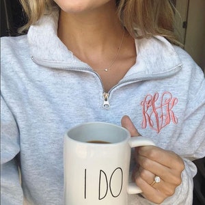 Monogram Quarter Zip Pullover | Personalized College Sweatshirt