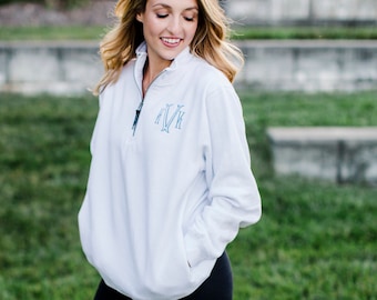 Monogram Pullover | Personalized Quarter Zip | Monogrammed Fleece | Ladies Monogram Zip Up | Quarter Zip with Pockets