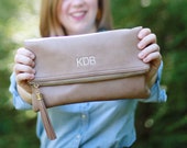 Monogrammed Clutch | Tassel Fold Over Crossbody| Faux Leather | Mother's Day, Christmas, Bridesmaid Gift, Gift for Her |  Multiple Colors