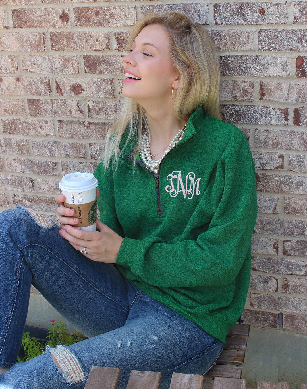 quarter zip monogram sweatshirt