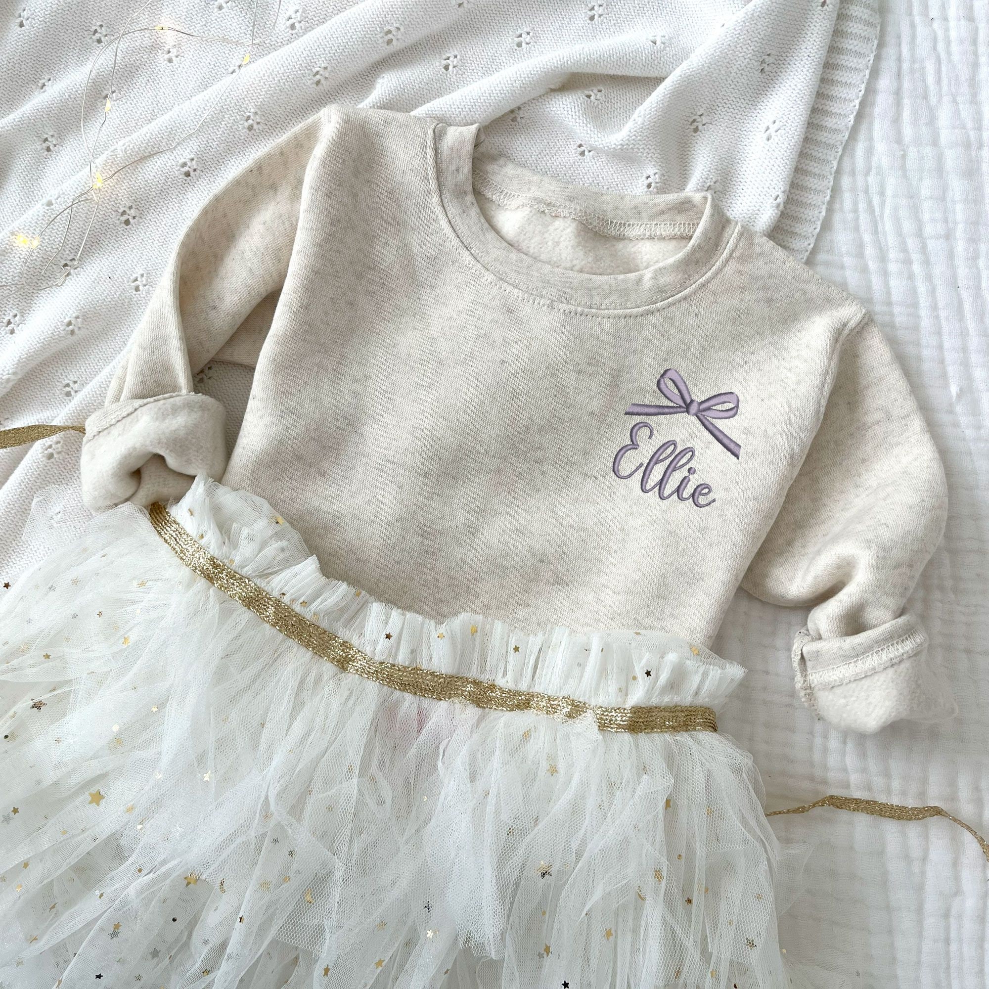 Personalized Toddler Bow Crewneck Sweatshirt | Embroidered Toddler Name and Bow Crewneck | Gift for Kids | Coquette Kids Crew | RS17EB1
