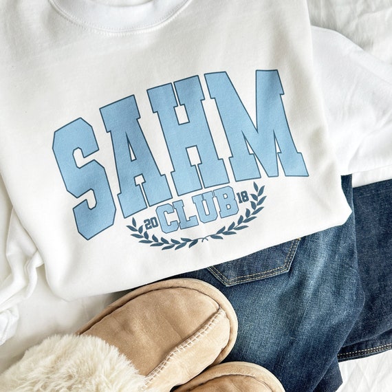 SAHM Club Crewneck Devin Sweatshirt | Stay-At-Home-Mom | Country Club Aesthetic | Preppy Mom Sweatshirt | Mom Style | Gifts for Mom
