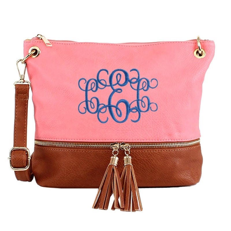 Monogrammed Purse with Tassel Personalized Handbag Etsy