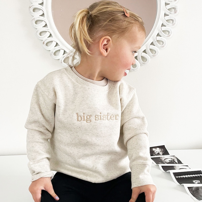 Minimal Sibling Sweatshirt with Custom Embroidery Great for Family Photos and Casual Outfits image 1
