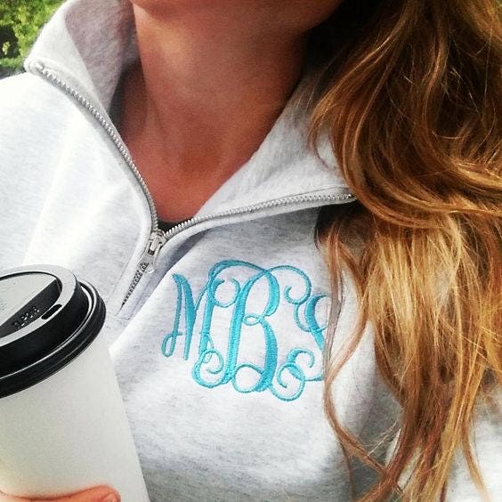 FREE Shipping Monogram Pullover Personalized Quarter Zip | Etsy