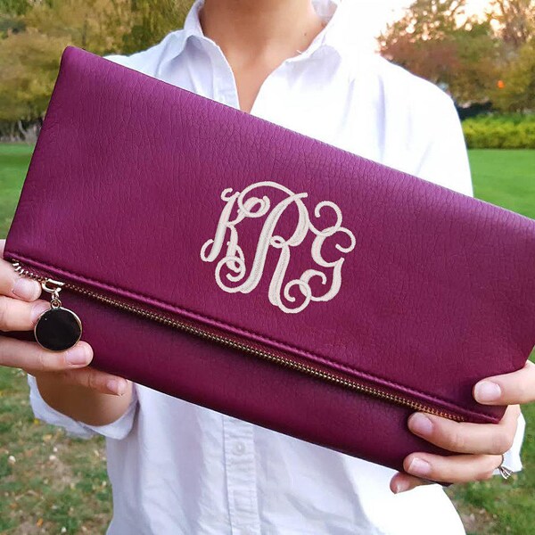 Monedero de clutch monogramado / Monedero de clutch de sobre / Regalo de dama de honor / Regalo del Día de la Madre / Regalo para ella / Bolso personalizado / Monedero monograma