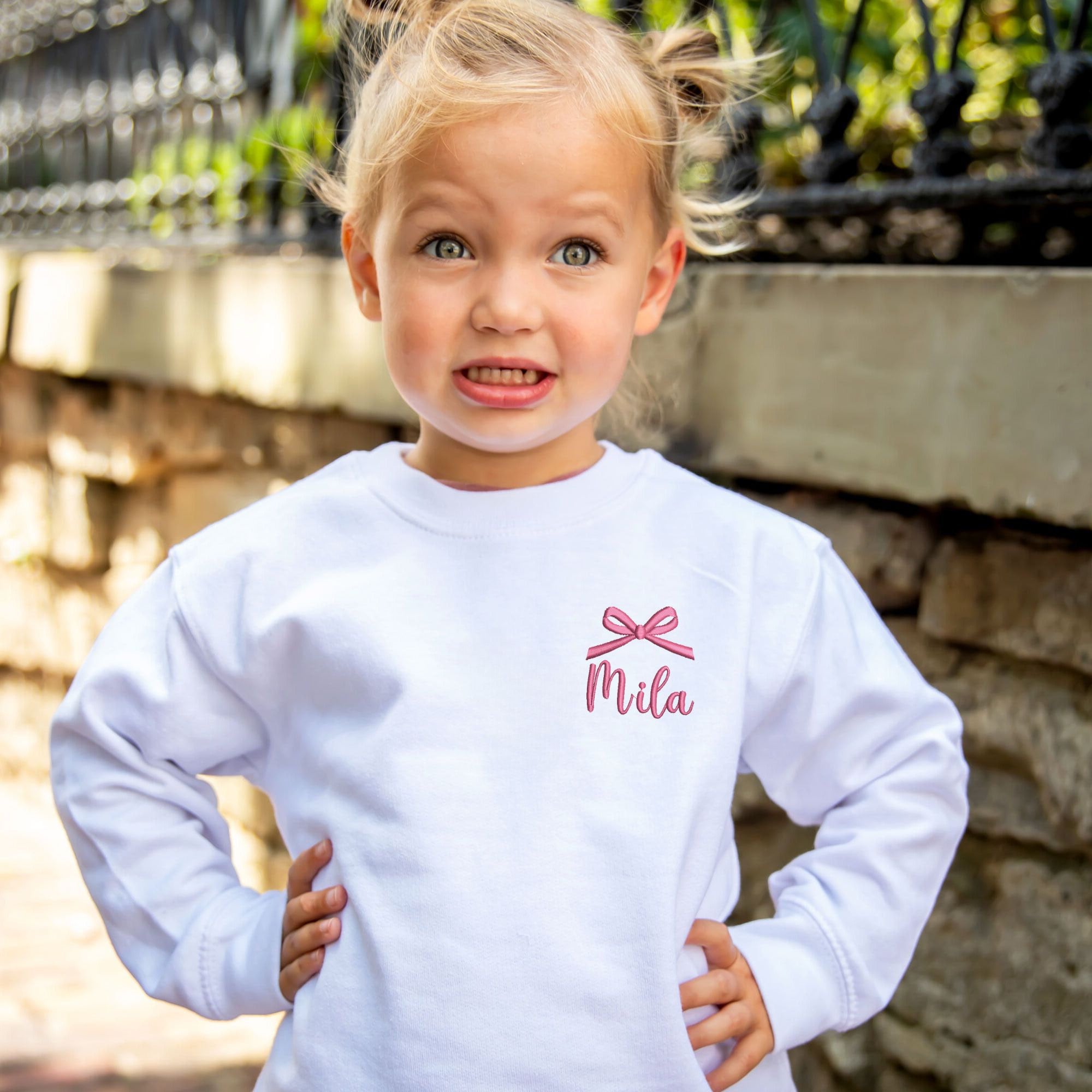 Personalized Toddler Bow Crewneck Sweatshirt | Embroidered Toddler Name and Bow Crewneck | Gift for Kids | Coquette Kids Crew | RS17EB1