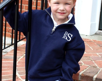 Childrens Youth Monogrammed Quarter Zip Pullover