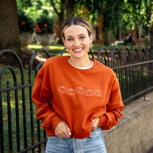 Pumpkin Stitch Gemma Crewneck Sweatshirt | Thanksgiving |Custom Sweatshirt | Gift for Her | Cozy Embroidered Sweatshirt | Halloween Top