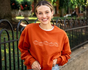 Pumpkin Stitch Gemma Crewneck Sweatshirt | Thanksgiving |Custom Sweatshirt | Gift for Her | Cozy Embroidered Sweatshirt | Halloween Top