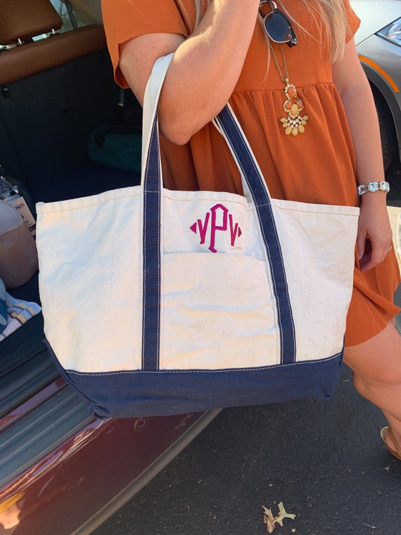 monogrammed boat tote