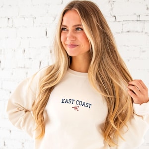 Embroidered East Coast Lobster Crewneck Sweatshirt | East Coast, Cape Cod, Boston, Hamptons| Coastal Aesthetic| Fisherman Aesthetic| G18EECL
