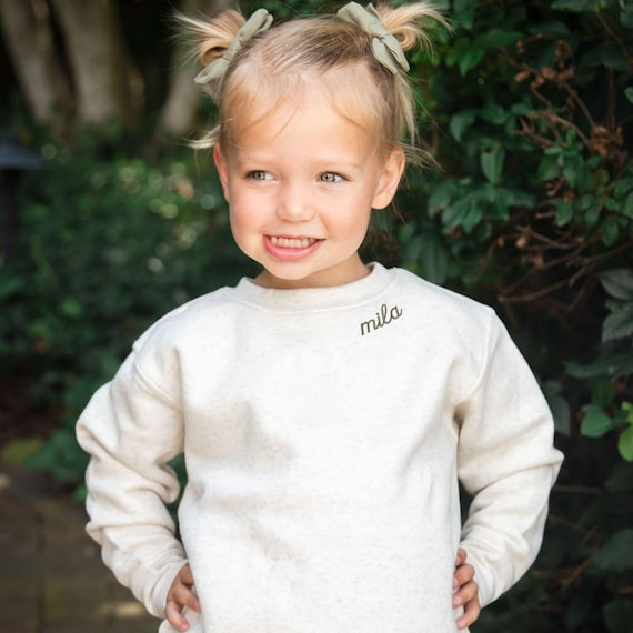 Personalized Toddler Neckline Collar Embroidered Crewneck Sweatshirt | Toddler Name Crewneck | Gift for Kids | Custom Toddler Crew |RS17ENC1
