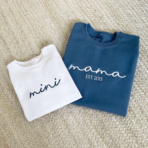 Custom Embroidered Mama and Mini Sweatshirt Set | Embroidered Custom Matching Sweatshirts | Mommy and Me | Mother&#39;s Day Gift