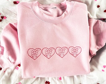Valentine's Stitched Heart Boxes Embroidered Gemma Sweatshirt | Perfect For Valentine's or Galantines Day | Gift for Her | Valentine's Top