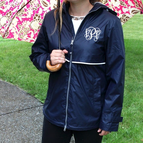 Monogrammed Rain Jacket Charles River New Englander Rain - Etsy