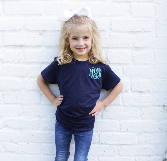 Girls Youth Monogrammed Crew Neck T-shirt Multiple Colors | Etsy