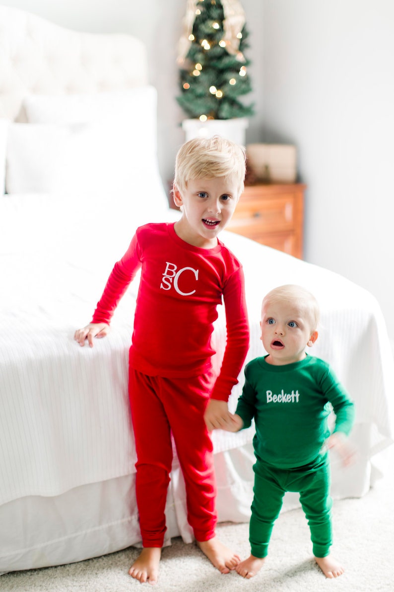 Baby Monogram Christmas Onesie Personalized Baby Christmas Pajamas Christmas Day PJ/'s