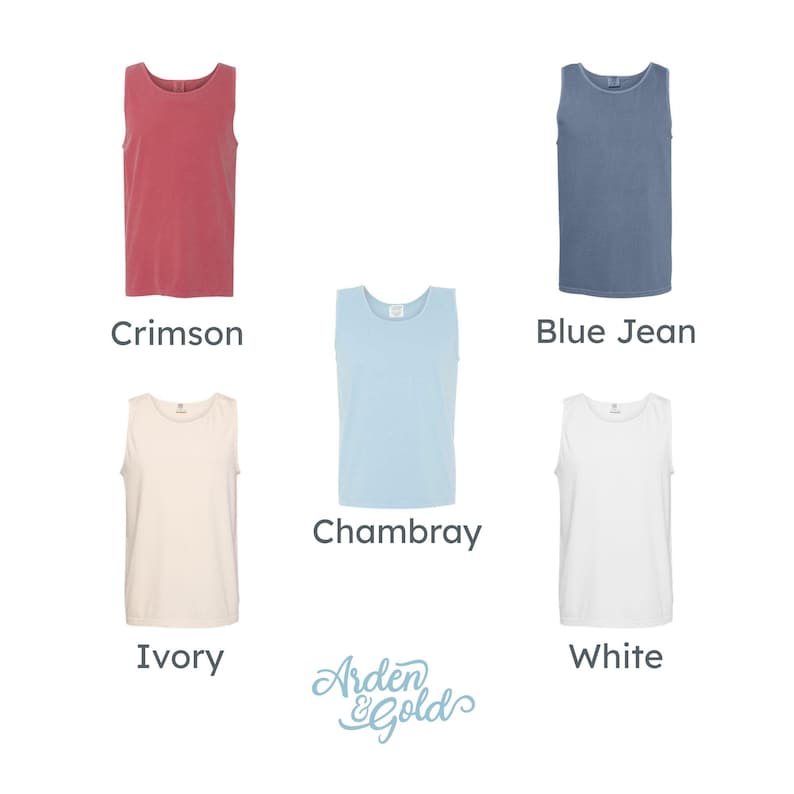 tank top color options: crimson, blue jean, chambray, white, ivory