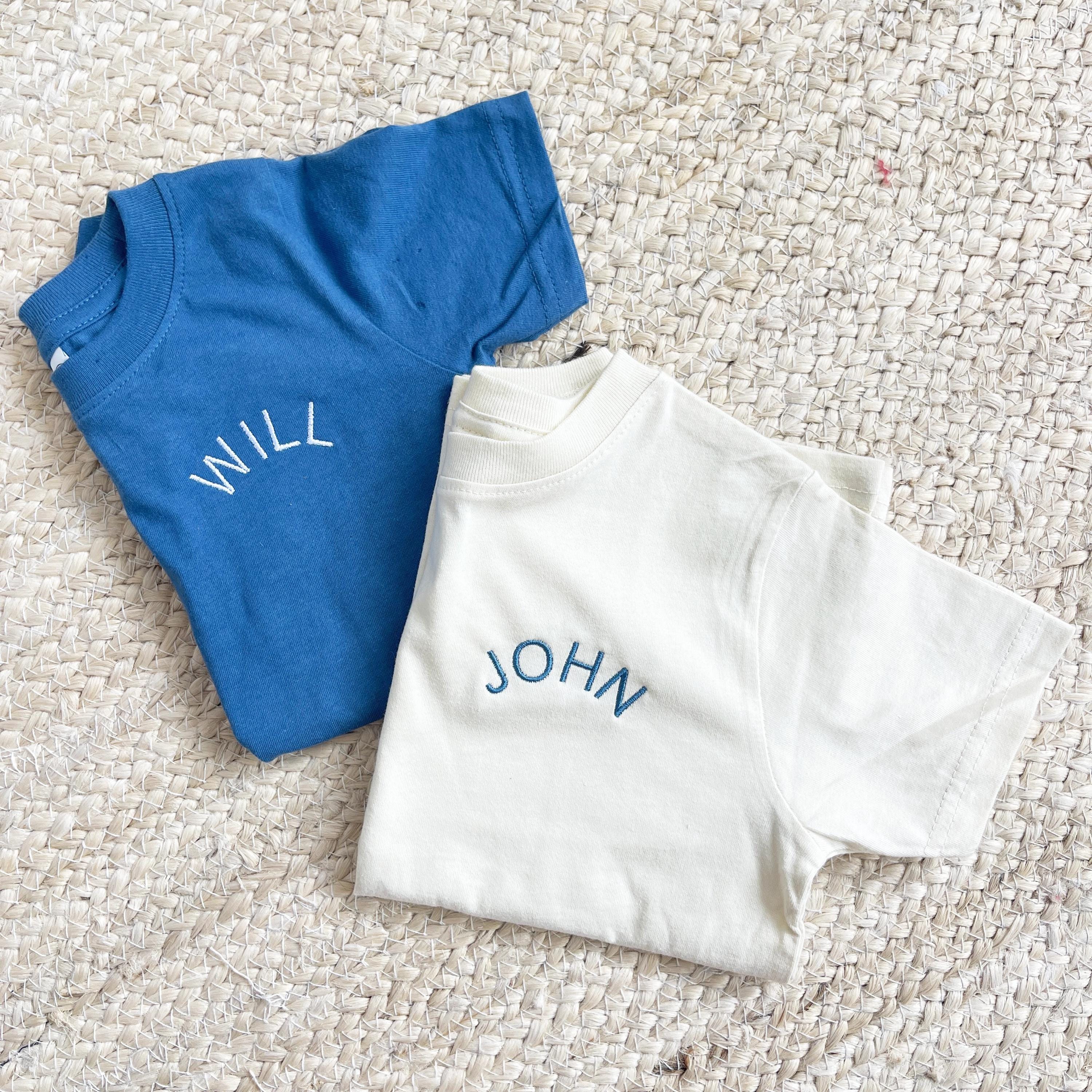 Personalized Embroidered Name Toddler Boys & Girls  T-Shirt | Embroidered Short Sleeve Toddler Tee | Customized | Back to School | RS3321CA