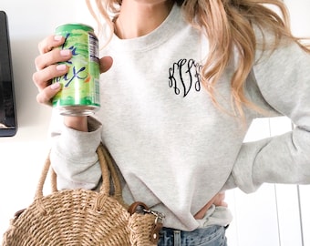 Monogrammed Crewneck Sweatshirt | Personalized Crew Neck Pullover | Embroidered Sweatshirt | Multiple Colors