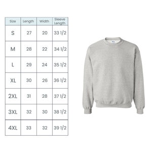 sweatshirt size chart
